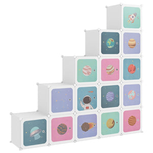 vidaXL Modular Children's Wardrobe with 15 Cubes White PP
