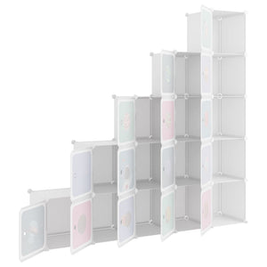 vidaXL Modular Children's Wardrobe with 15 Cubes White PP