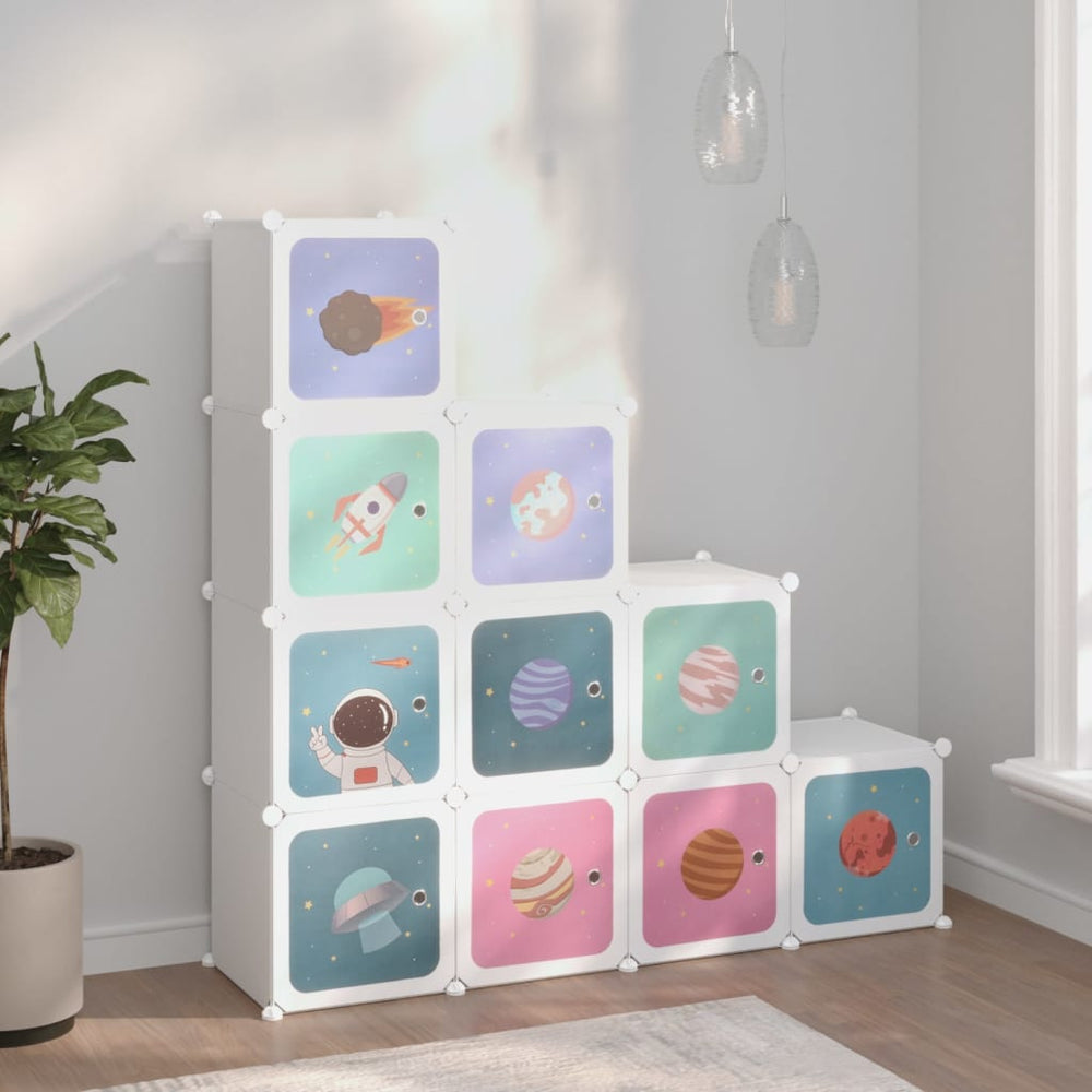 vidaXL Kids Cube Storage Unit with 10 Cubes White PP