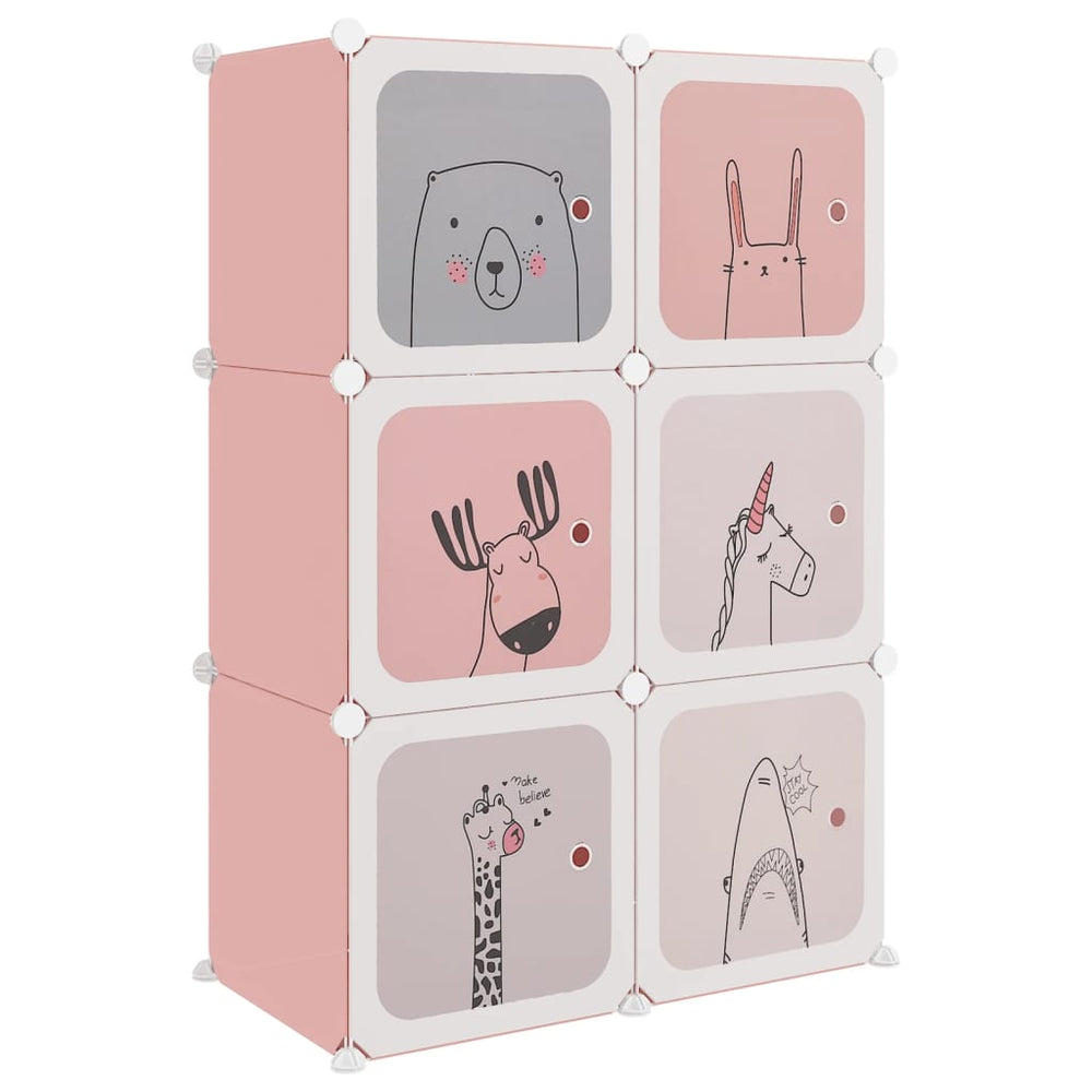 vidaXL Kids Modular Wardrobe with 6 Cubes Pink PP