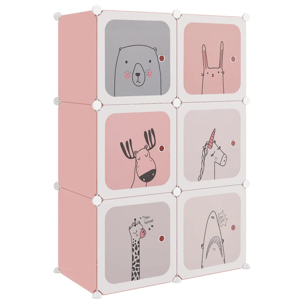 vidaXL Kids Modular Wardrobe with 6 Cubes Pink PP