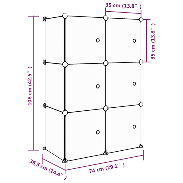 vidaXL Kids Modular Wardrobe with 6 Cubes Pink PP