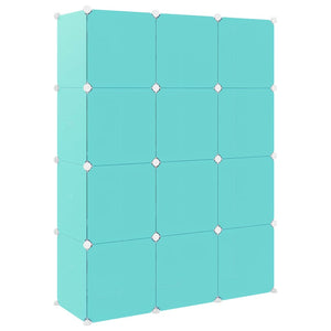 vidaXL Kids Modular Wardrobe with 12 Cubes Green PP
