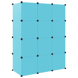 vidaXL Kids' Modular Wardrobe with 12 Cubes Blue PP