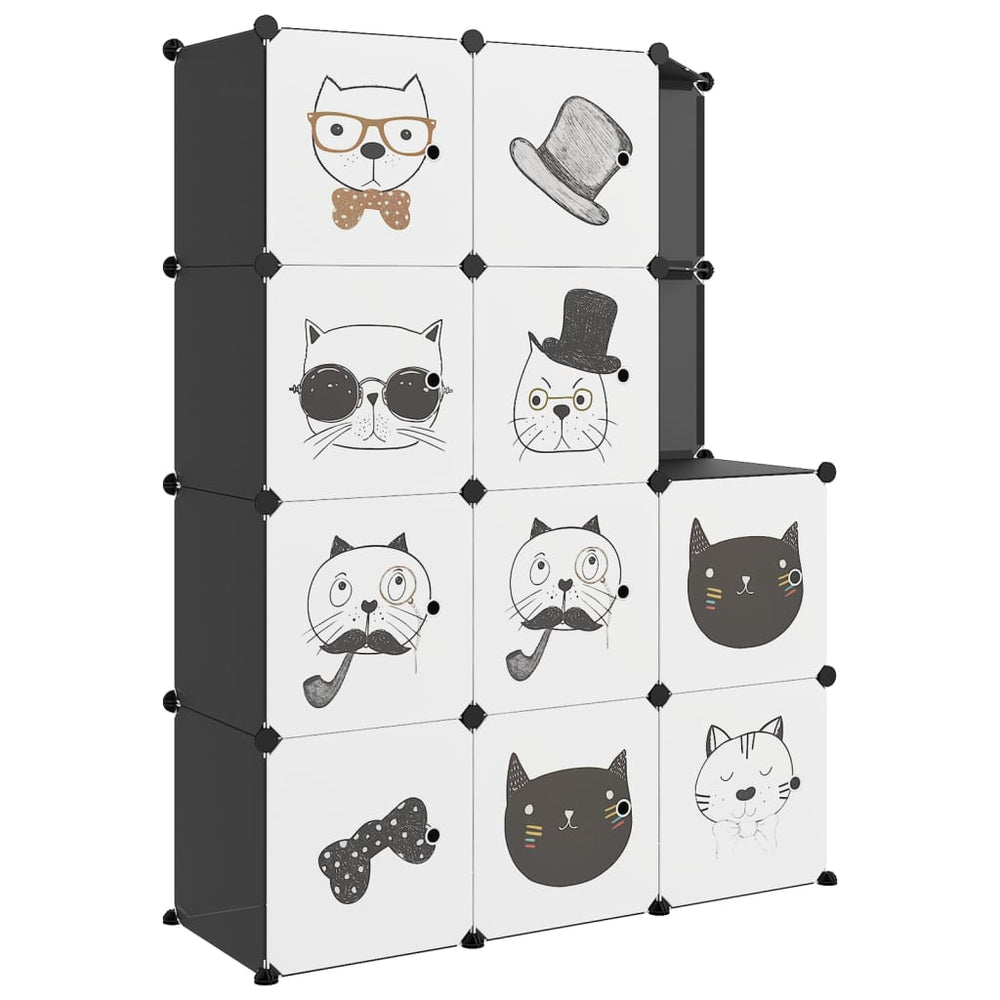 vidaXL Kids' Modular Wardrobe with 10 Cubes Black PP