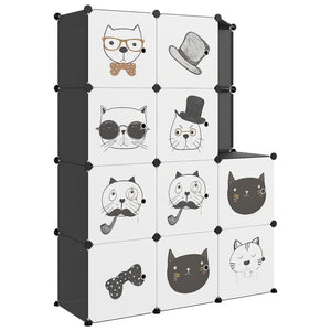 vidaXL Kids' Modular Wardrobe with 10 Cubes Black PP
