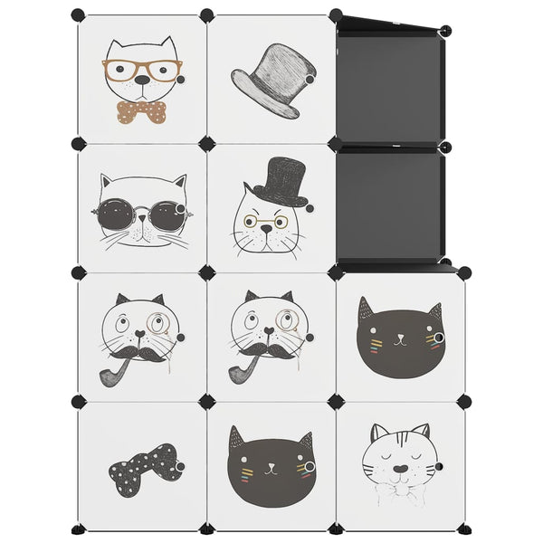vidaXL Kids' Modular Wardrobe with 10 Cubes Black PP