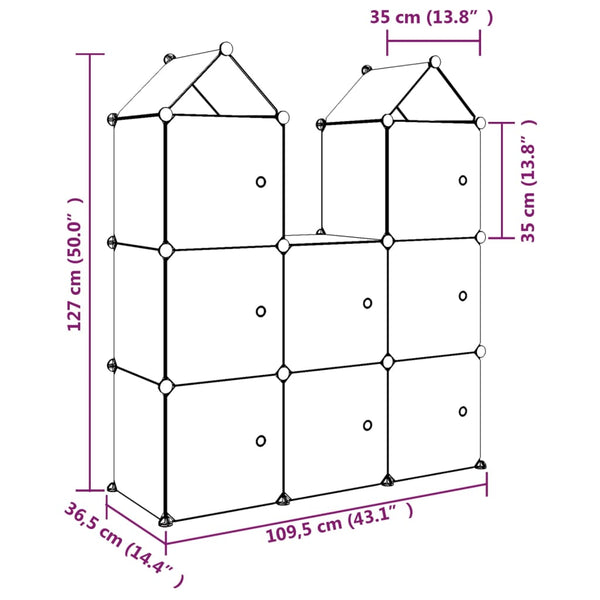 vidaXL Modular Kids Wardrobe with 8 Cubes Blue PP