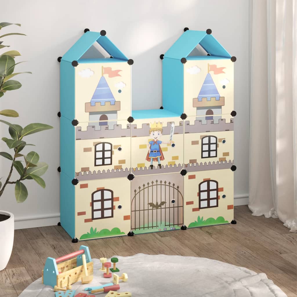 vidaXL Modular Kids Wardrobe with 8 Cubes Blue PP