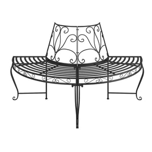 vidaXL Half-Round Tree Benches 2 pcs. Ø160 cm Black Steel