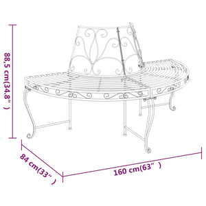 vidaXL Half-Round Tree Benches 2 pcs. Ø160 cm Black Steel