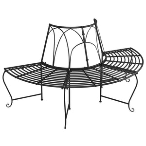 vidaXL Tree Benches Half-Round 2 pcs. Ø159 cm Black Steel