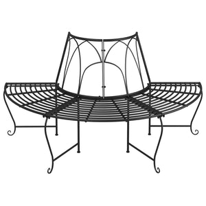 vidaXL Tree Benches Half-Round 2 pcs. Ø159 cm Black Steel