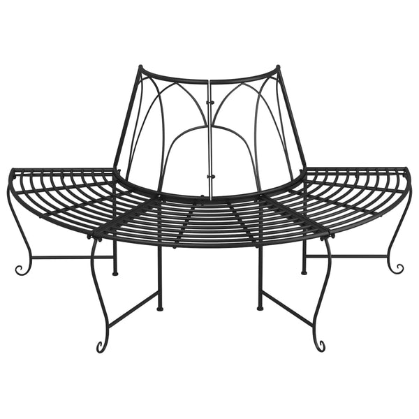 vidaXL Tree Benches Half-Round 2 pcs. Ø159 cm Black Steel