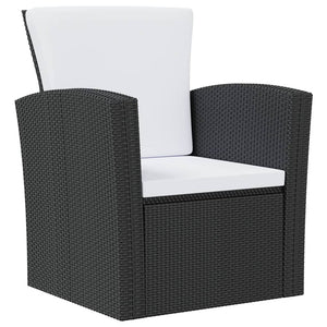 vidaXL 16-Piece Garden Lounge Set with Cushions Poly Rattan Black