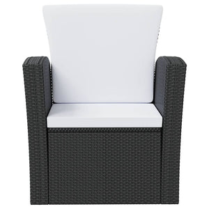 vidaXL 16-Piece Garden Lounge Set with Cushions Poly Rattan Black