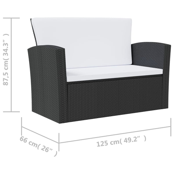 vidaXL 16-Piece Garden Lounge Set with Cushions Poly Rattan Black