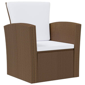 vidaXL 16-Piece Garden Lounge Set with Cushions Poly Rattan Brown