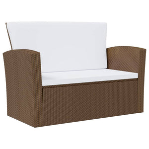 vidaXL 16-Piece Garden Lounge Set with Cushions Poly Rattan Brown