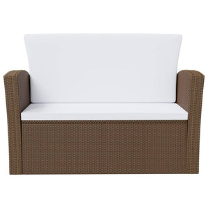 vidaXL 16-Piece Garden Lounge Set with Cushions Poly Rattan Brown