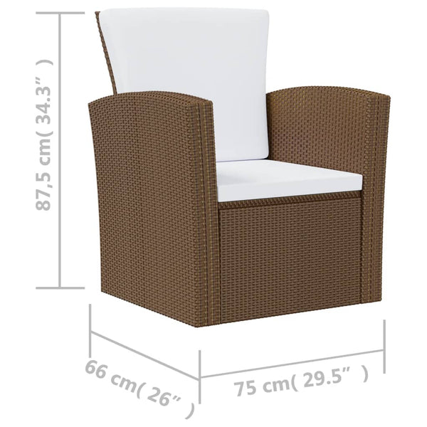 vidaXL 16-Piece Garden Lounge Set with Cushions Poly Rattan Brown