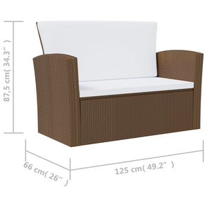 vidaXL 16-Piece Garden Lounge Set with Cushions Poly Rattan Brown