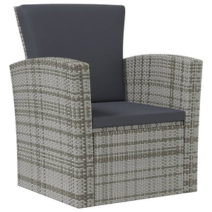 vidaXL 16-Piece Garden Lounge Set with Cushions Poly Rattan Grey