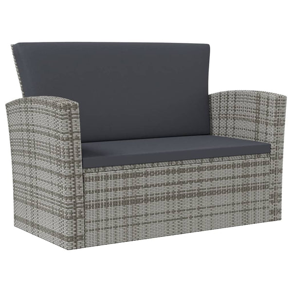 vidaXL 16-Piece Garden Lounge Set with Cushions Poly Rattan Grey