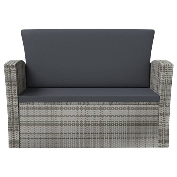 vidaXL 16-Piece Garden Lounge Set with Cushions Poly Rattan Grey