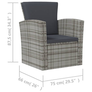 vidaXL 16-Piece Garden Lounge Set with Cushions Poly Rattan Grey