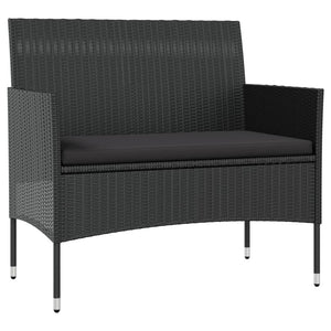 vidaXL 8-piece Garden Lounge Set with Cushions Poly Rattan Black