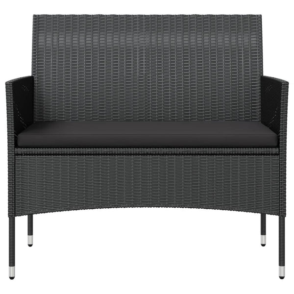 vidaXL 8-piece Garden Lounge Set with Cushions Poly Rattan Black