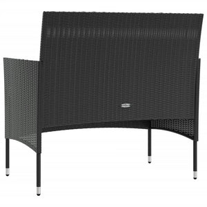 vidaXL 16-piece Garden Lounge Set with Cushions Poly Rattan Black