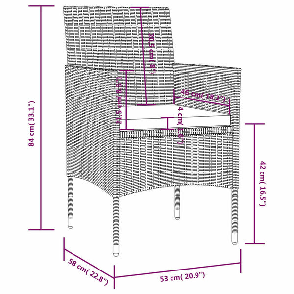 vidaXL 8-piece Garden Lounge Set with Cushions Poly Rattan Black