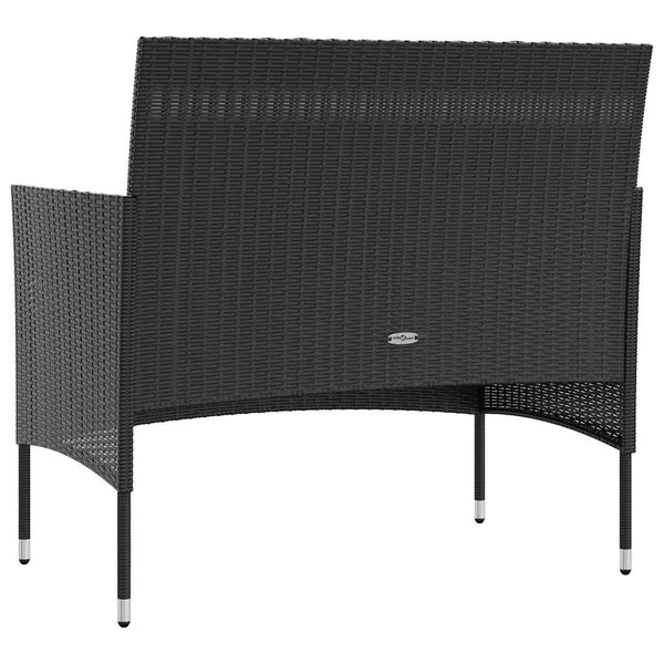 vidaXL 8-piece Garden Lounge Set with Cushions Poly Rattan Black
