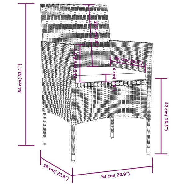 vidaXL 8-piece Garden Lounge Set with Cushions Poly Rattan Grey
