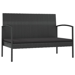 vidaXL 16-piece Garden Lounge Set with Cushions Poly Rattan Black