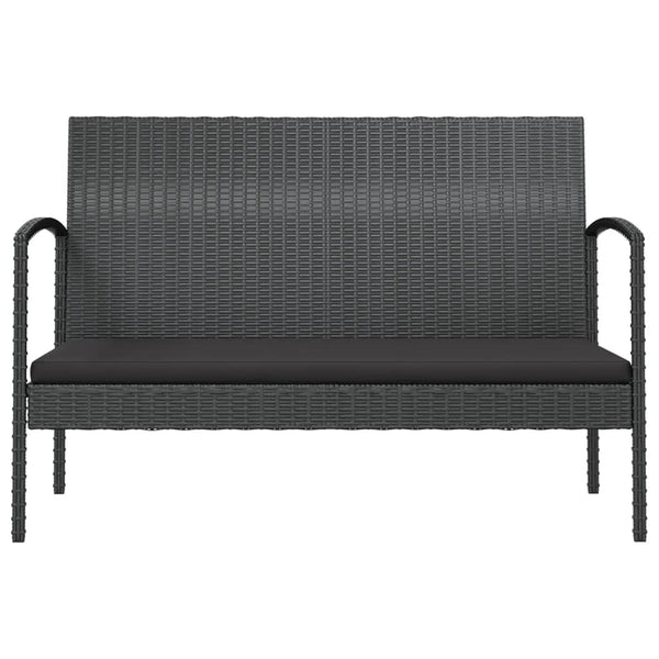 vidaXL 16-piece Garden Lounge Set with Cushions Poly Rattan Black