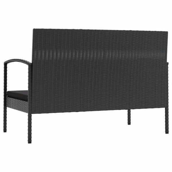 vidaXL 16-piece Garden Lounge Set with Cushions Poly Rattan Black