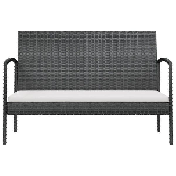 vidaXL 16-piece Garden Lounge Set with Cushions Poly Rattan Black