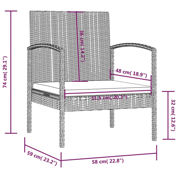 vidaXL 16-Piece Garden Lounge Set with Cushions Poly Rattan Brown