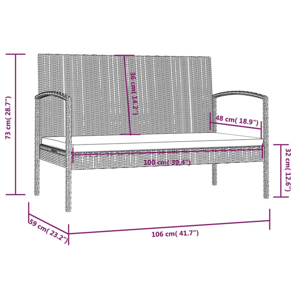 vidaXL 16-Piece Garden Lounge Set with Cushions Poly Rattan Brown