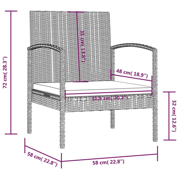 vidaXL 8-piece Garden Lounge Set with Cushions Poly Rattan Grey