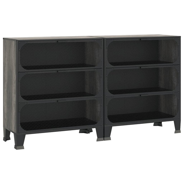 vidaXL Storage Cabinets 2 pcs. Gray 72x36x82 cm Metal and MDF