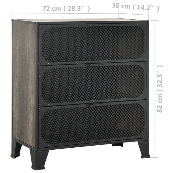 vidaXL Storage Cabinets 2 pcs. Gray 72x36x82 cm Metal and MDF