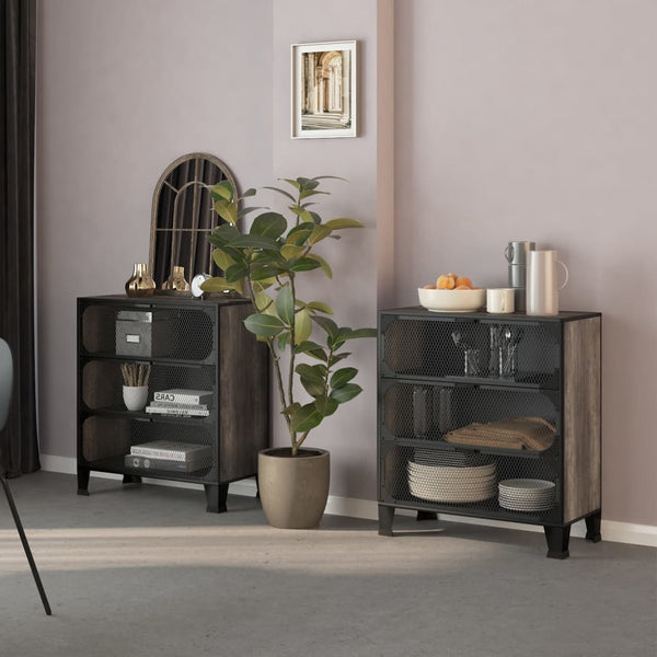 vidaXL Storage Cabinets 2 pcs. Gray 72x36x82 cm Metal and MDF