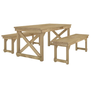 vidaXL 3-Piece Garden Dining Set Impregnated Solid Pinewood