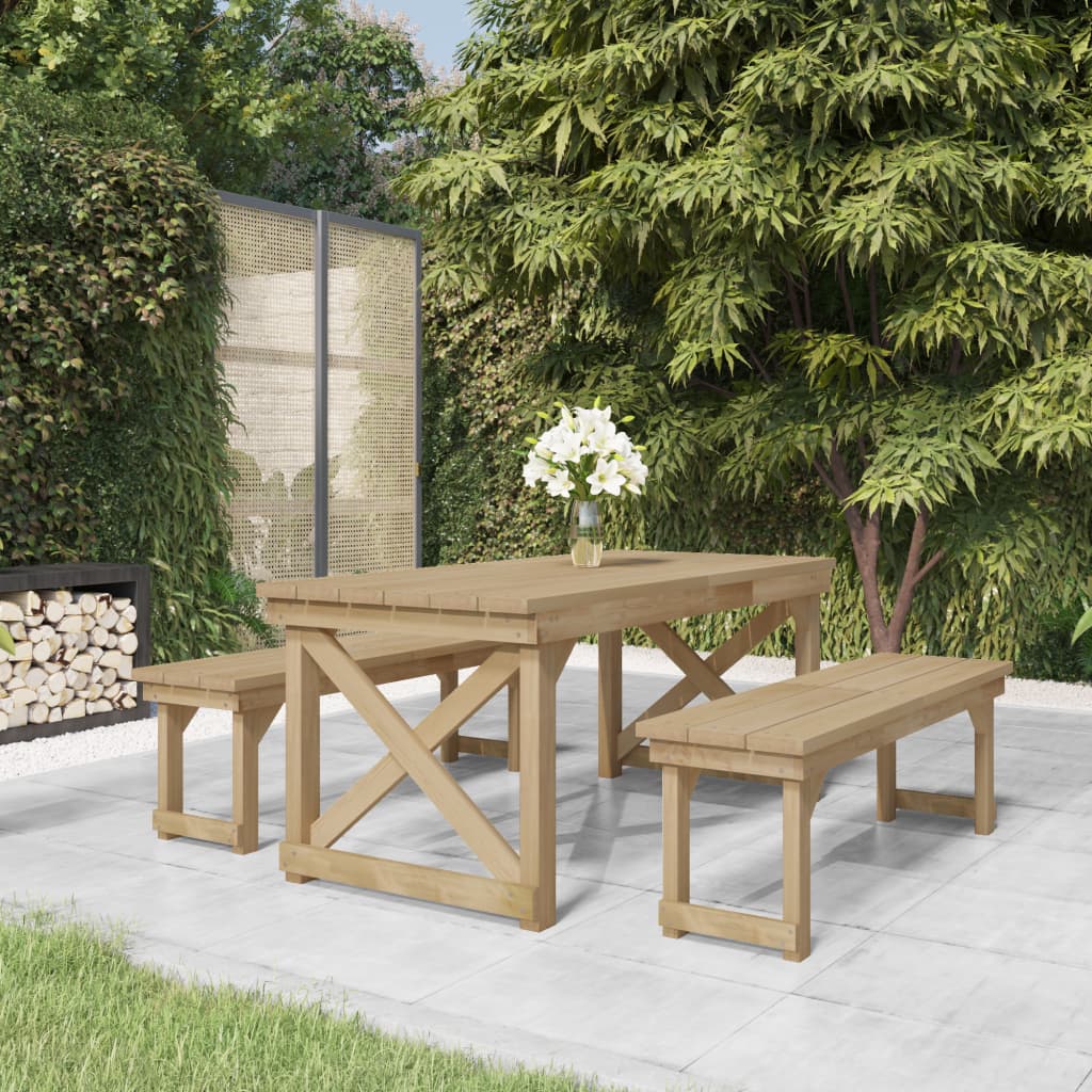 vidaXL 3-Piece Garden Dining Set Impregnated Solid Pinewood