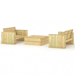 vidaXL 3-Piece Garden Lounge Set Impregnated Solid Pine Wood
