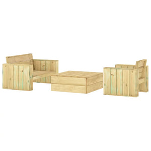 vidaXL 3-Piece Garden Lounge Set Impregnated Solid Pine Wood
